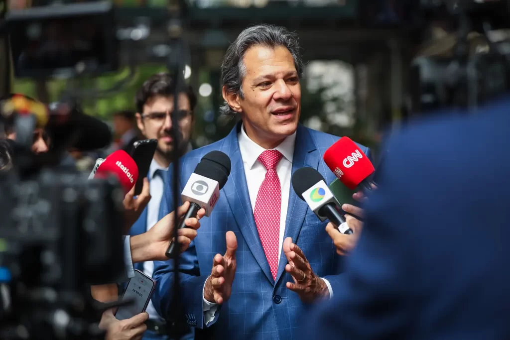 Fernando Haddad, ministro da Fazenda, em entrevista coletiva (Foto: Diogo Zacarias/MF)